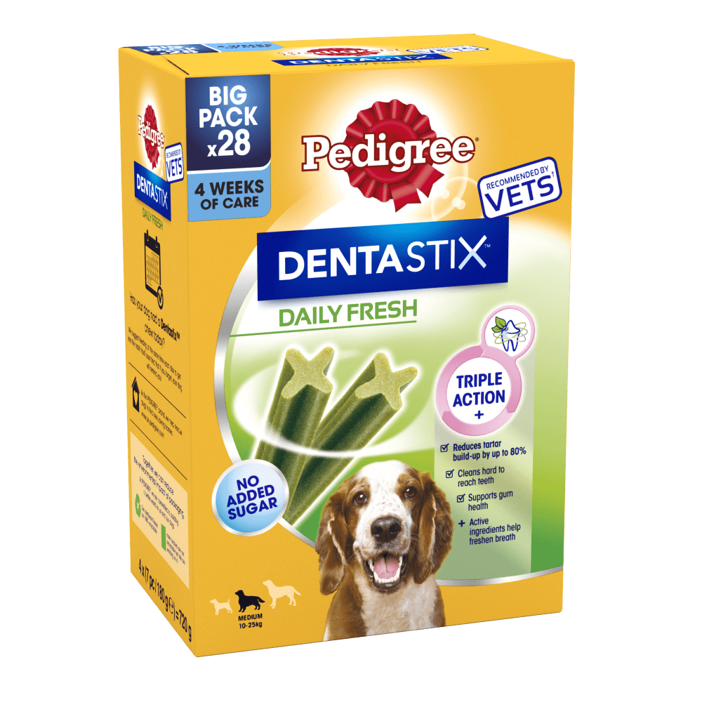 Pedigree Dentastix Fresh Daily Dental Chews Medium Dog Treats 28 sticks