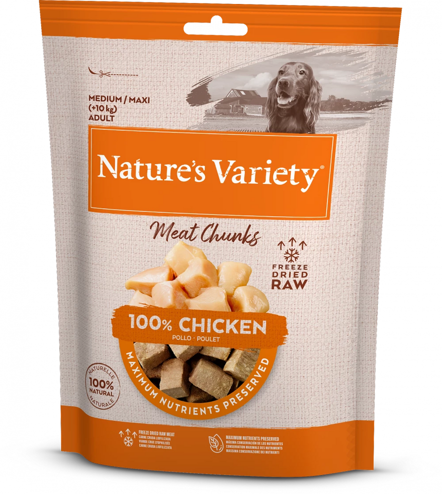 Nature's Variety Complete Freeze Dried Meat Chunks 100% Chicken For Adult Medium/Maxi Dog 50g