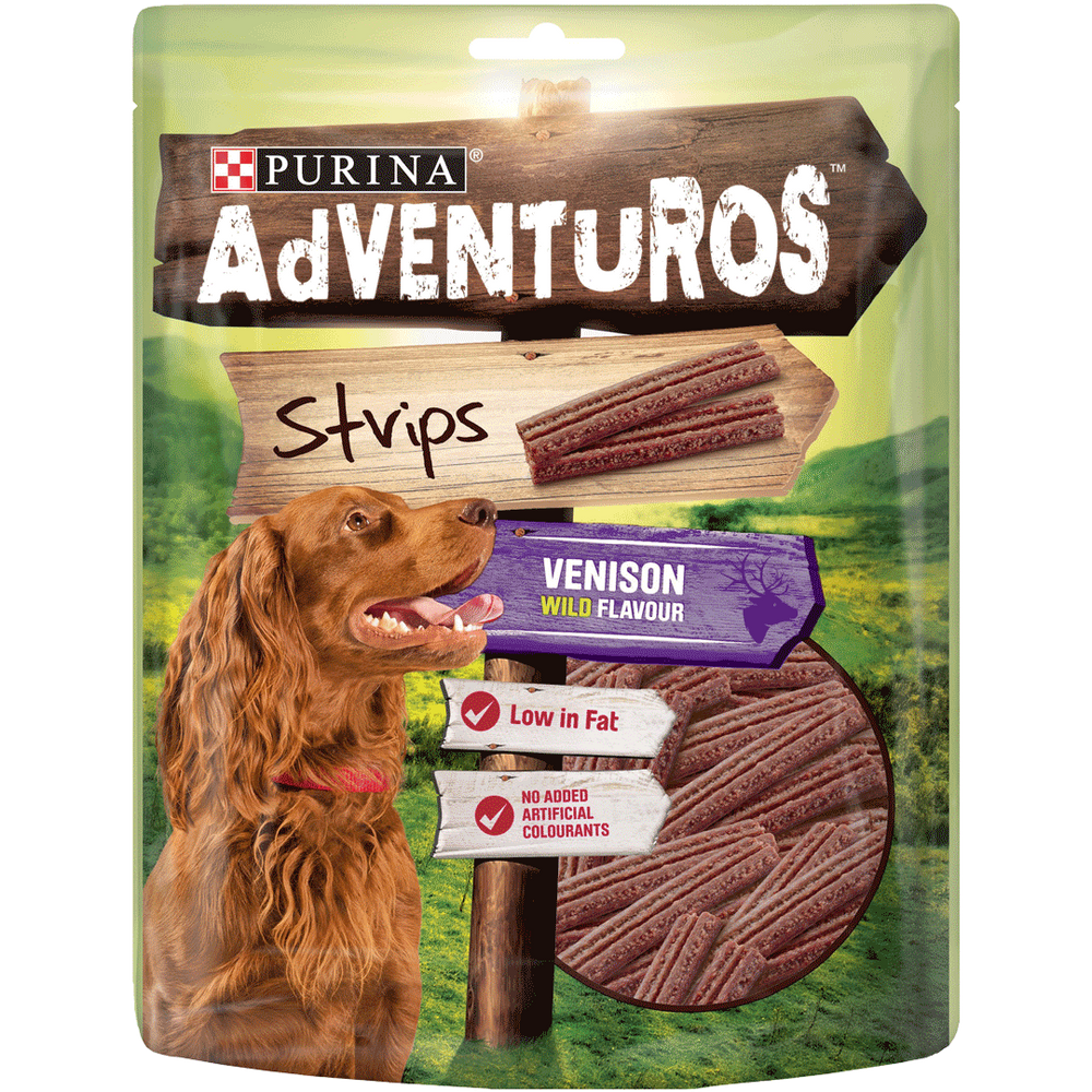 Adventuros Strips Venison Dog Treats 90g