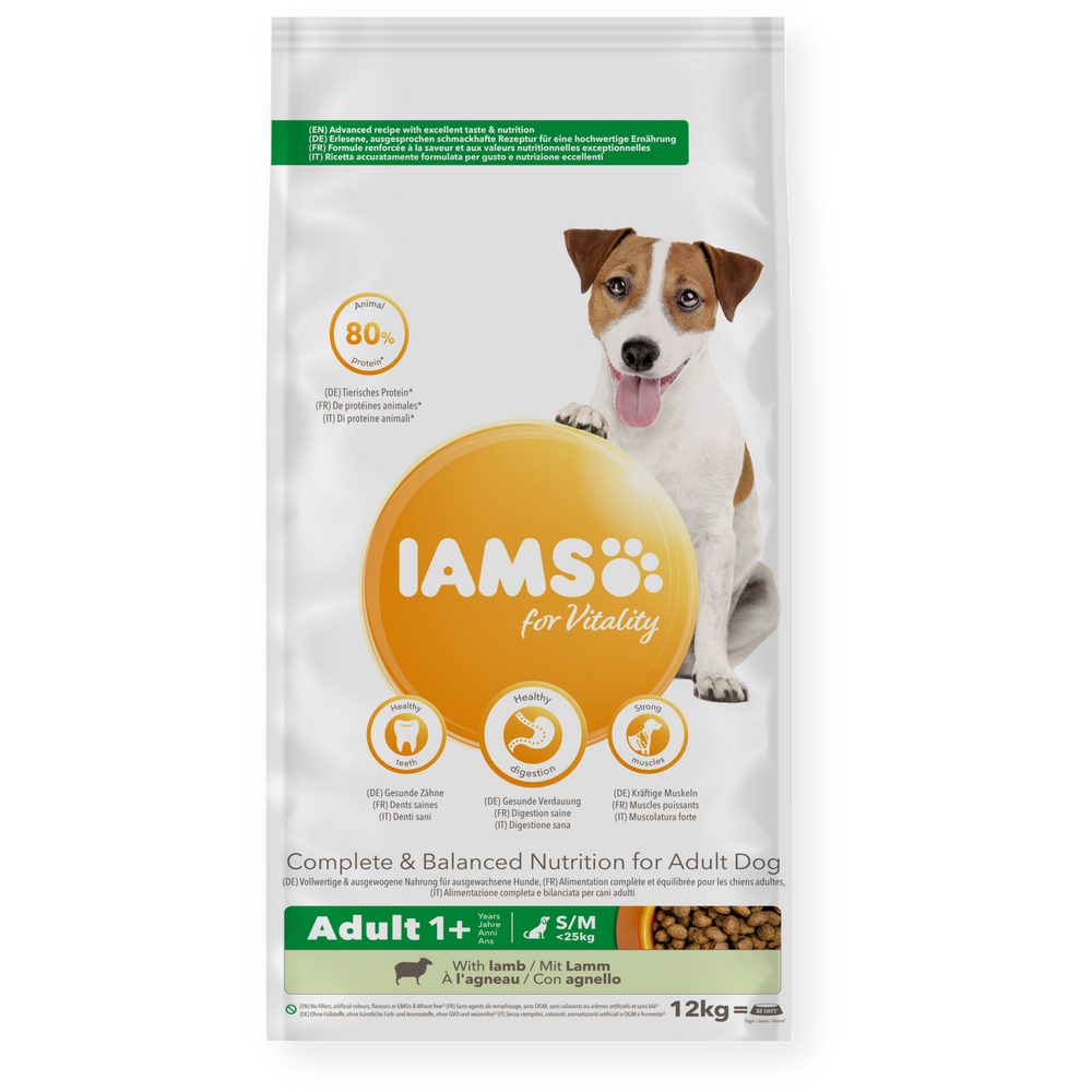 Iams Vitality Adult Small/Medium Breed Lamb Dry Dog Food 12kg