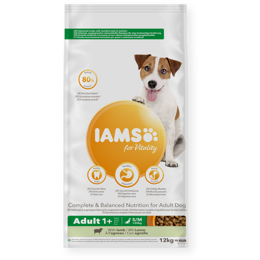 Iams Vitality Adult Small/Medium Breed Lamb Dry Dog Food 12kg