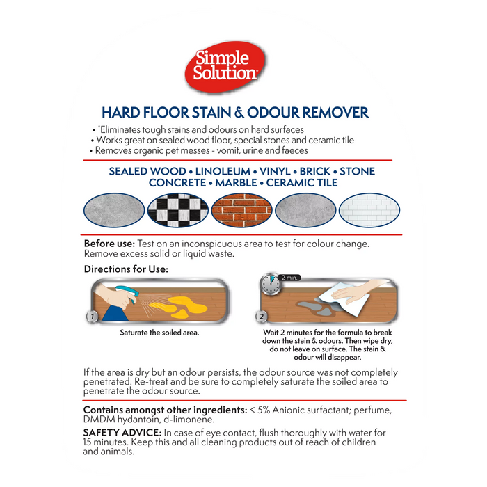 Simple Solution Hard Floor Stain & Odour Remover 750ml