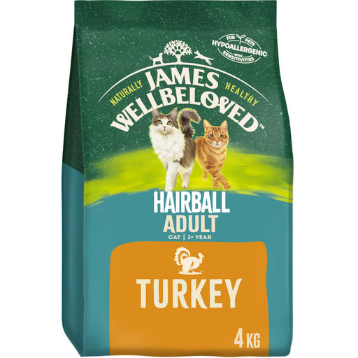 James Wellbeloved Adult Hairball Turkey Dry Cat Food 4kg