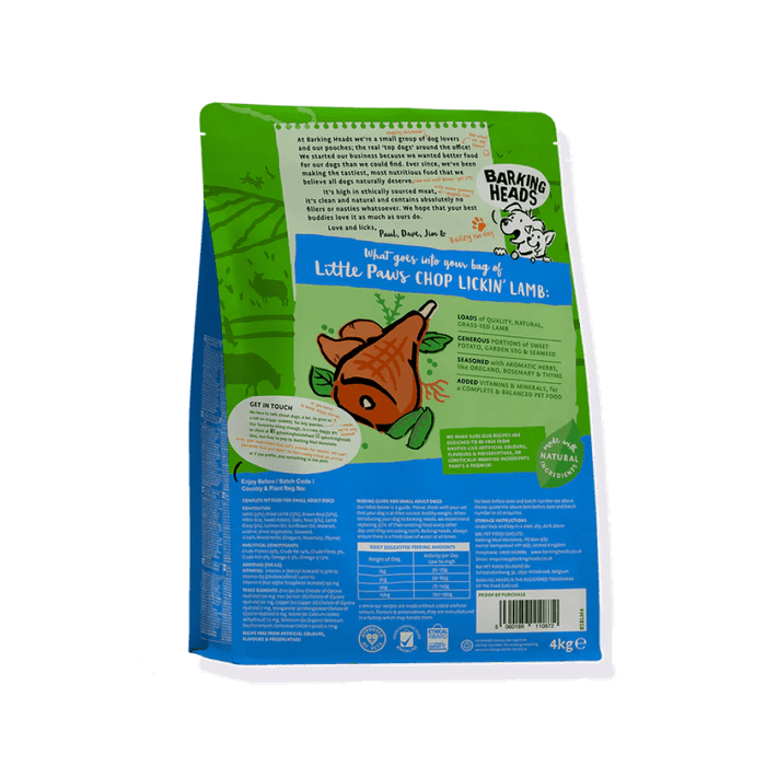 Barking Heads Little Paws Chop Lickin' Lamb Adult Small Dry Dog Food 4kg