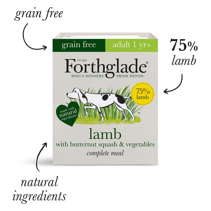 Forthglade Complete Meal Grain Free Lamb with Butternut Squash & Vegetables Natural Wet Dog Food 395g