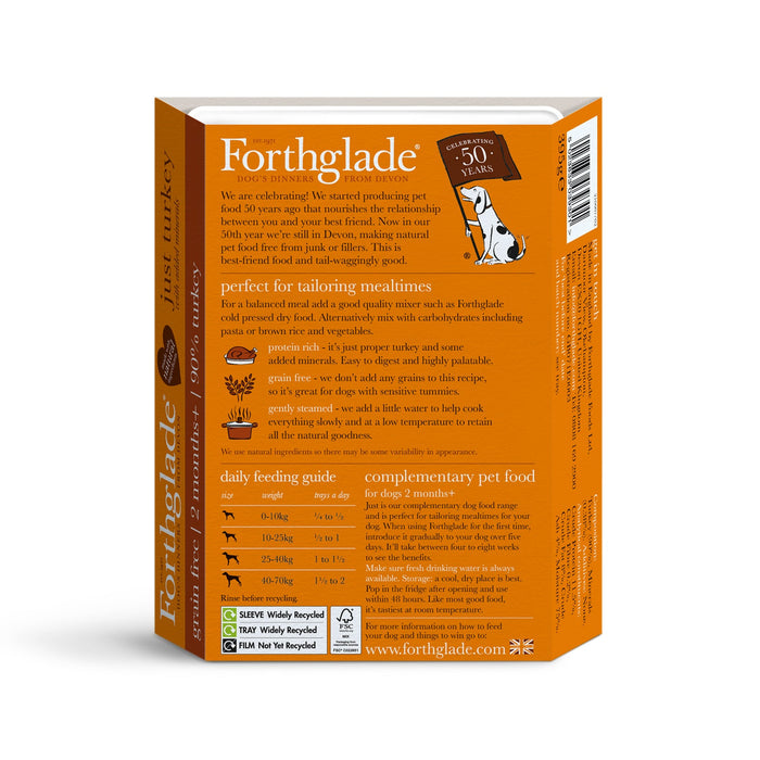 Forthglade Just Complementary Range Just Turkey Natural Wet Dog Food 12 x 395g