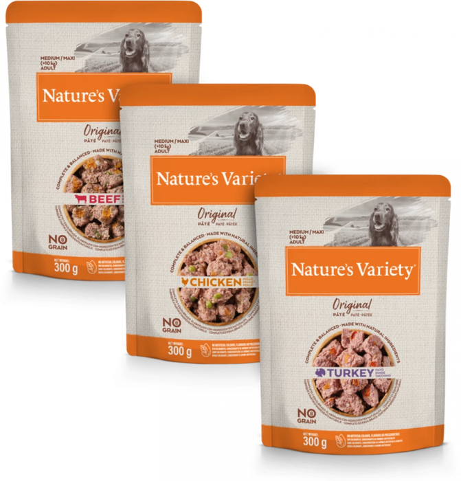 Nature's Variety Original Pâté Multipack Medium/Maxi Adult Wet Dog Food Wet 8 x 300g