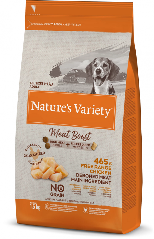 Nature's Variety Meat Boost Free Range Chicken Adult Dry Dog Food 1.5Kg