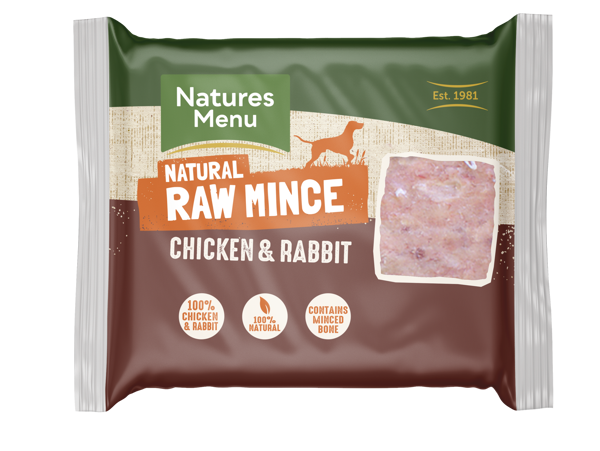 Natures Menu Frozen Just Chicken and Rabbit Mince Dog Food 400g