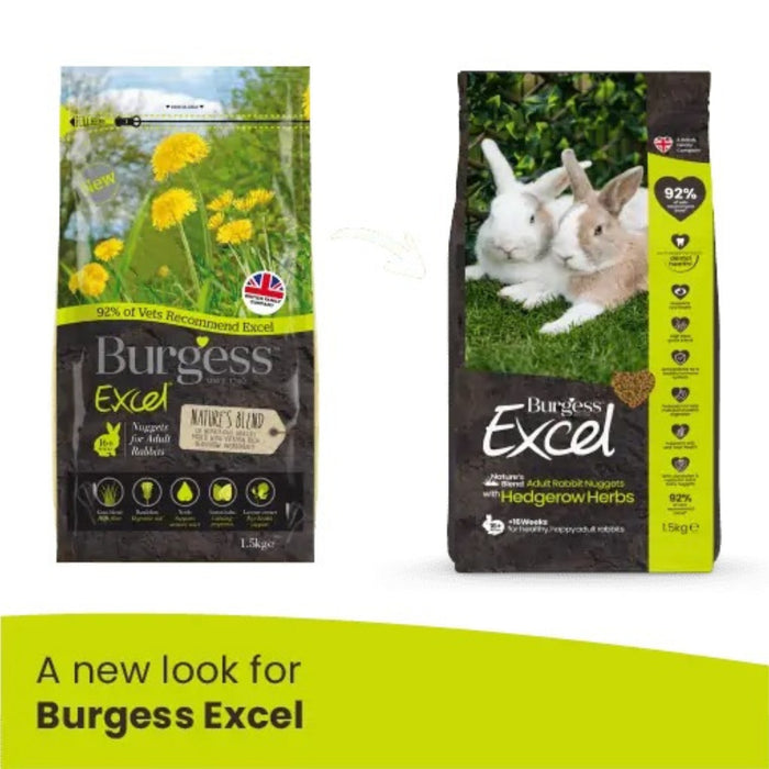 Burgess Excel Nature’s Blend Adult Rabbit Nuggets with Hedgerow Herbs Food 1.5kg