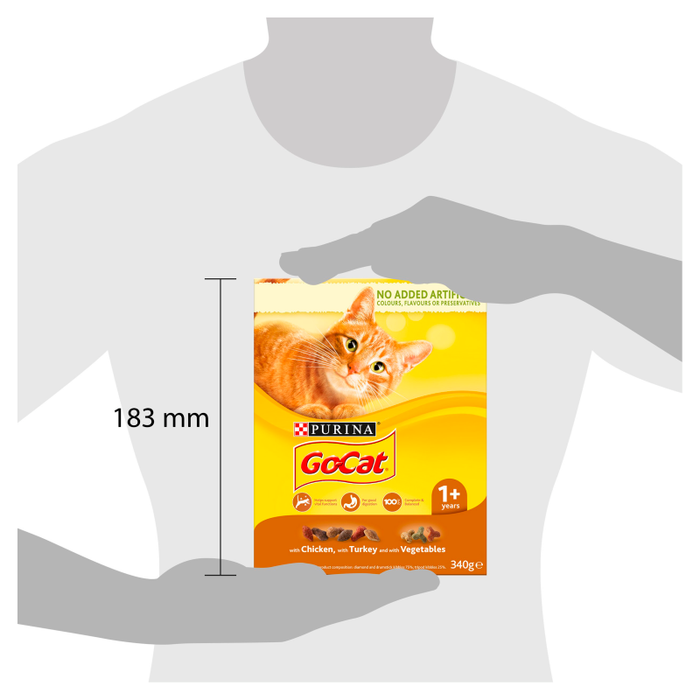 Go Cat Turkey Chicken and Veg Adult Dry Cat Food 340g