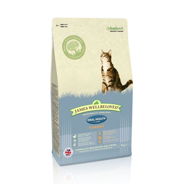 James Wellbeloved Adult Oral Health Turkey Dry Cat Food - 4kg