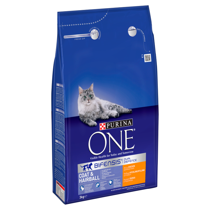 Purina ONE Adult Coat & Hairball Dry Cat Food 3kg
