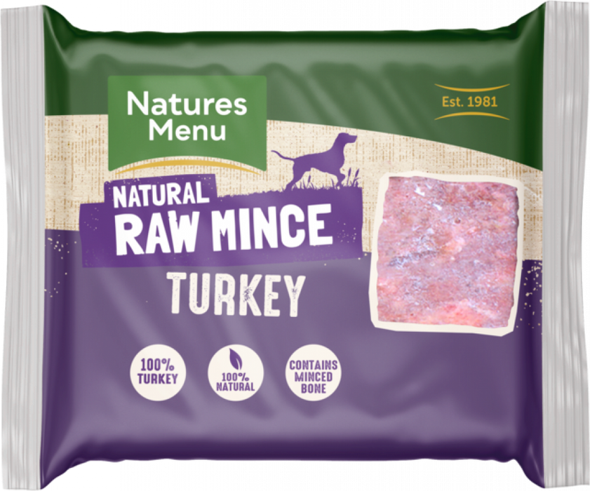 Natures Menu Frozen Just Turkey Mince Dog Food 400g