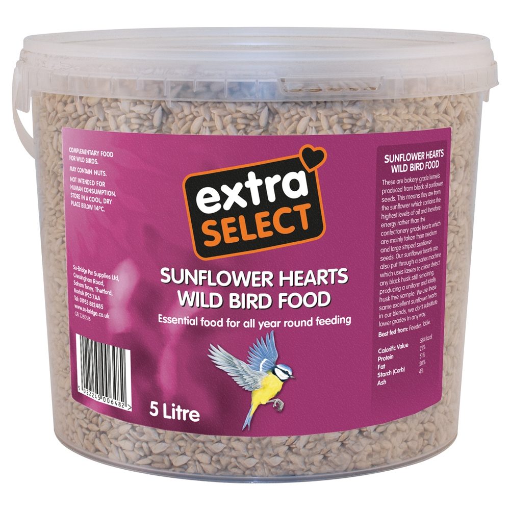 Extra Select Wild Bird Food Bucket Sunflower Hearts 5L