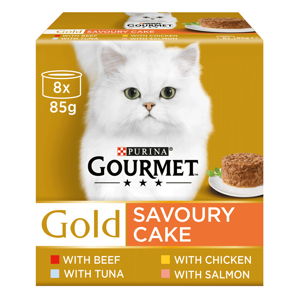 Gourmet Gold Savoury Cake Meat & Fish Wet Cat Food 8 x 85g