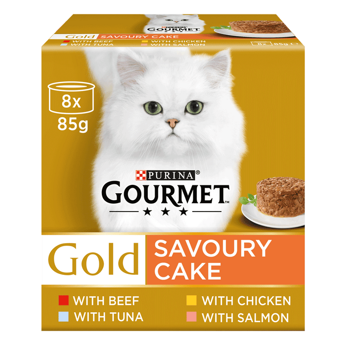 Gourmet Gold Savoury Cake Meat & Fish Wet Cat Food 8 x 85g