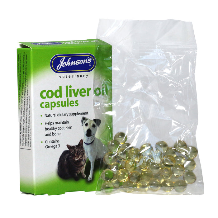 Johnsons Cod Liver Oil Capsules for Dogs/Cats/Cage birds/Pigeons 40 capsules