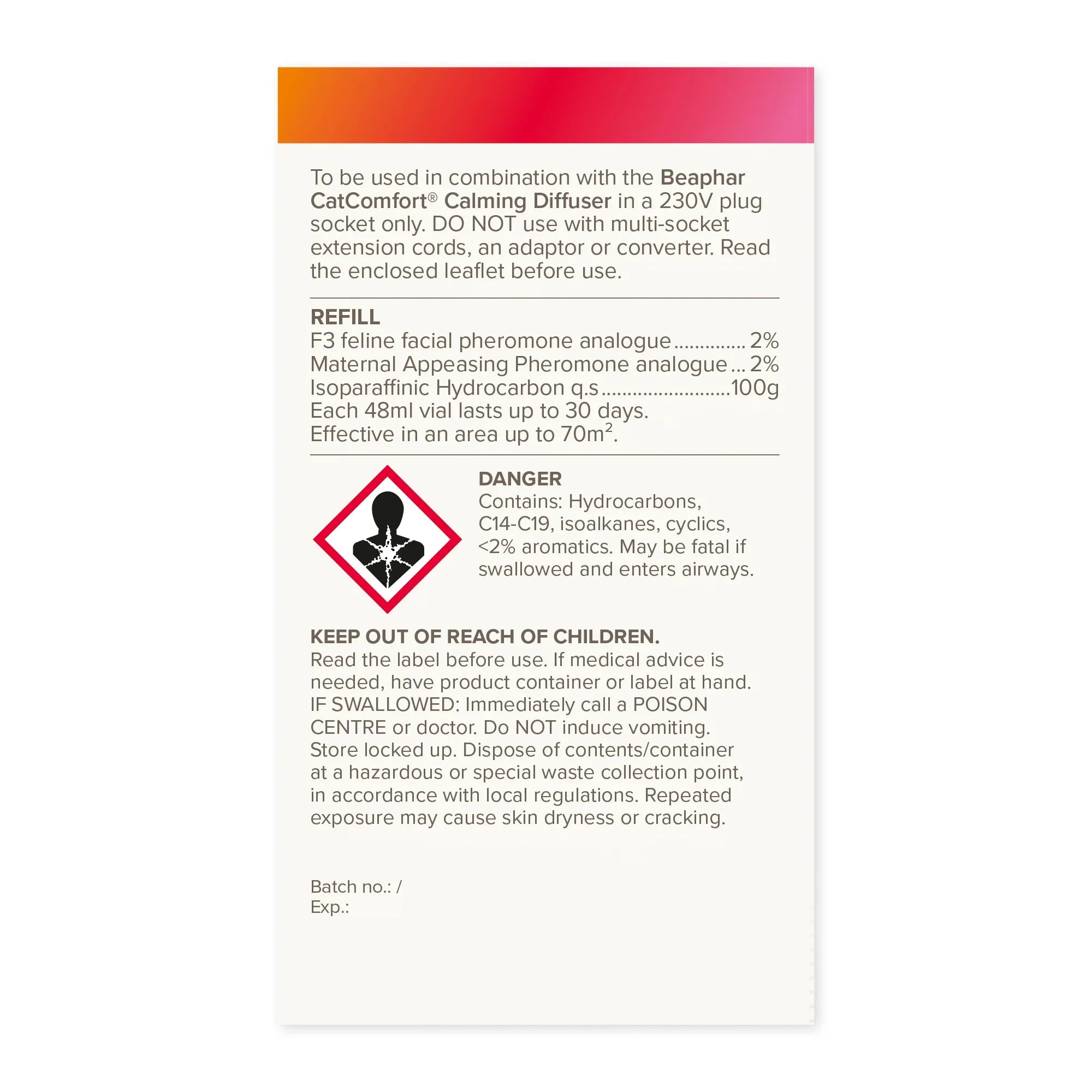 Beaphar CatComfort Excellence Calming Diffuser Refill for Cats 48ml