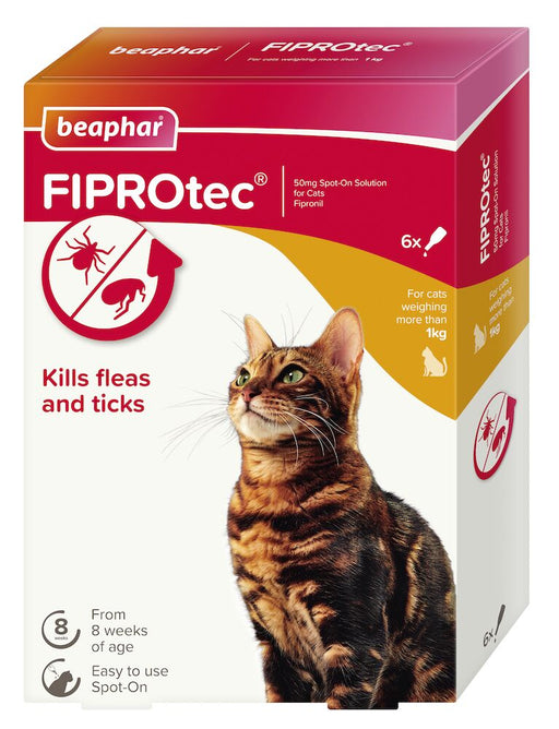 Beaphar FIPROtec Flea & Tick Spot-On for Cats 6 pipettes