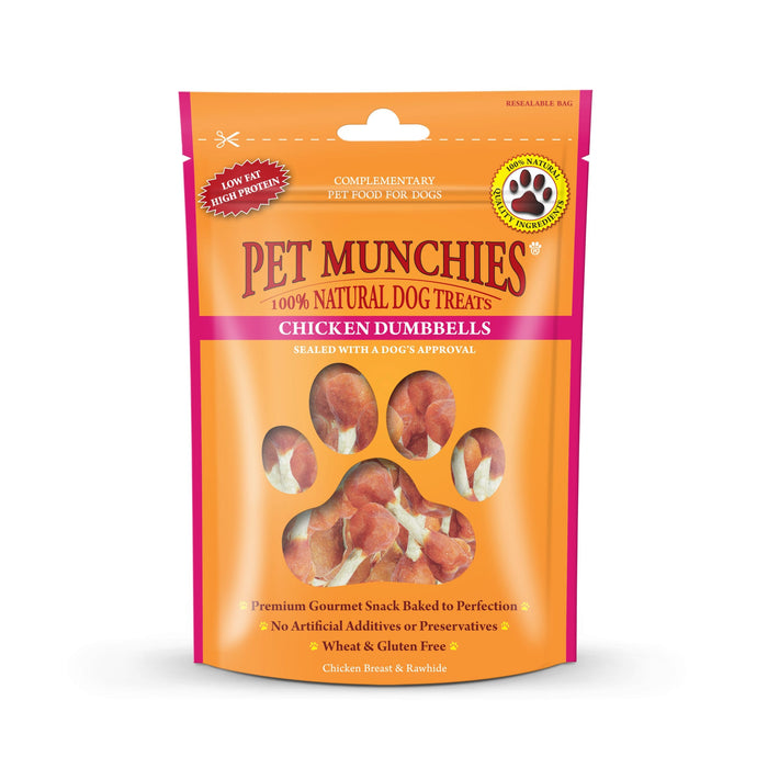 Pet Munchies Chicken and Rawhide Dumbbells Dog Treats 80g