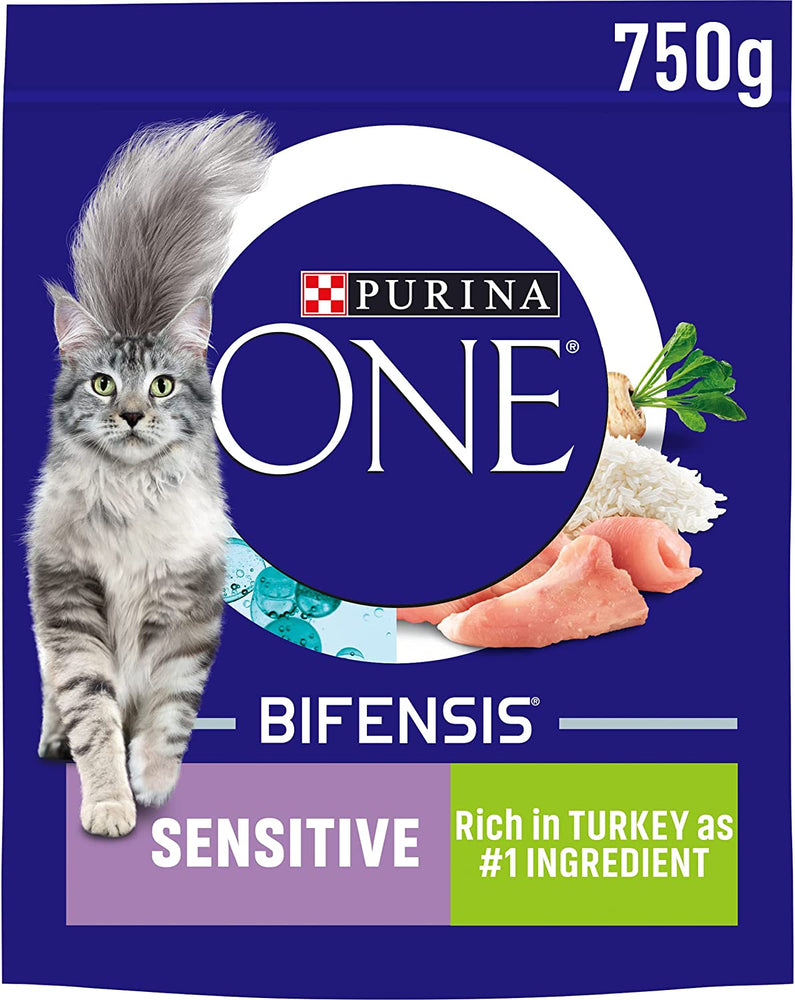 Purina One Adult Sensitive Turkey and Rice Dry Cat Food 750g
