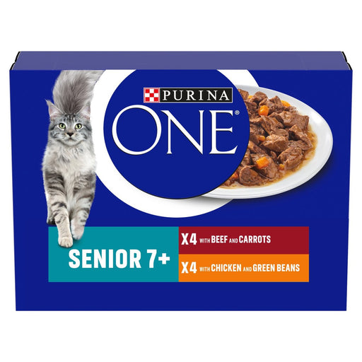 Purina One Senior 7+ Mini Fillets Chicken and Beef Wet Cat Food 8 x 85g