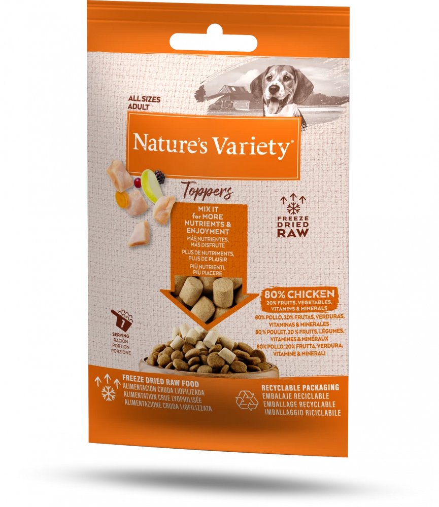 Nature's Variety Complete Freeze Dried Food Chicken Toppers For Adult All Sizes Dog 15g