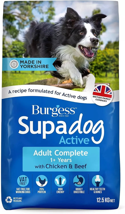 Burgess Supadog Adult Active Chicken and Beef Dry Dog Food 12.5kg