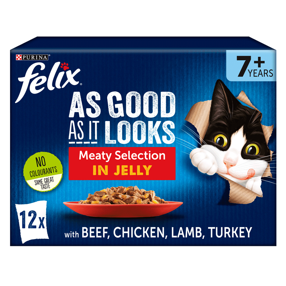 Felix Senior As Good As it Looks 7+ Meaty Selection in Jelly Wet Cat Food 12 x 100g