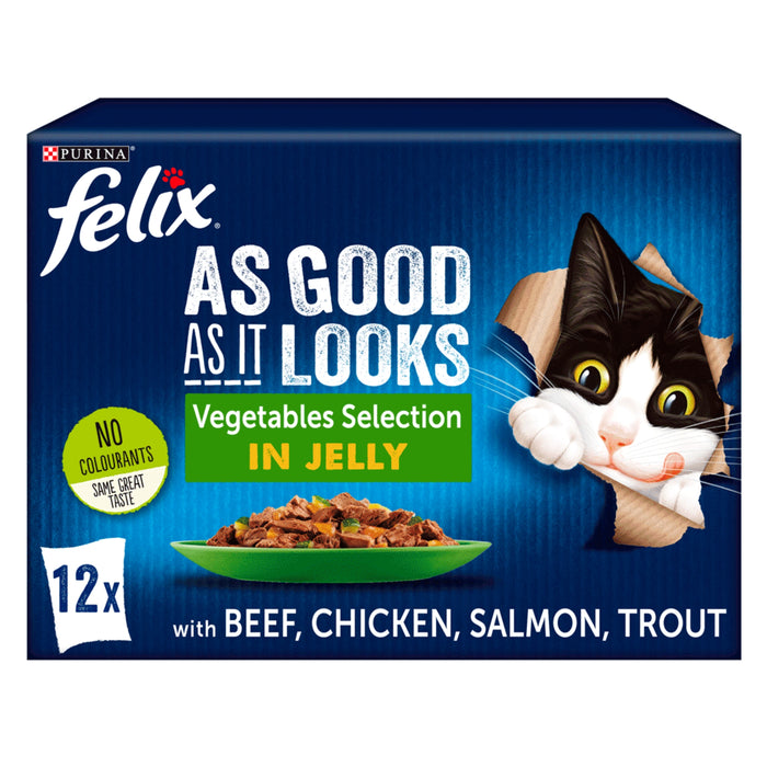 Felix Adult As Good As it Looks Vegetable Selection in Jelly Wet Cat Food 12 x 100g