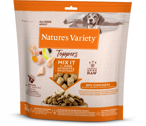 Nature's Variety Complete Freeze Dried Food Chicken Toppers For Adult All Size Dog 120g