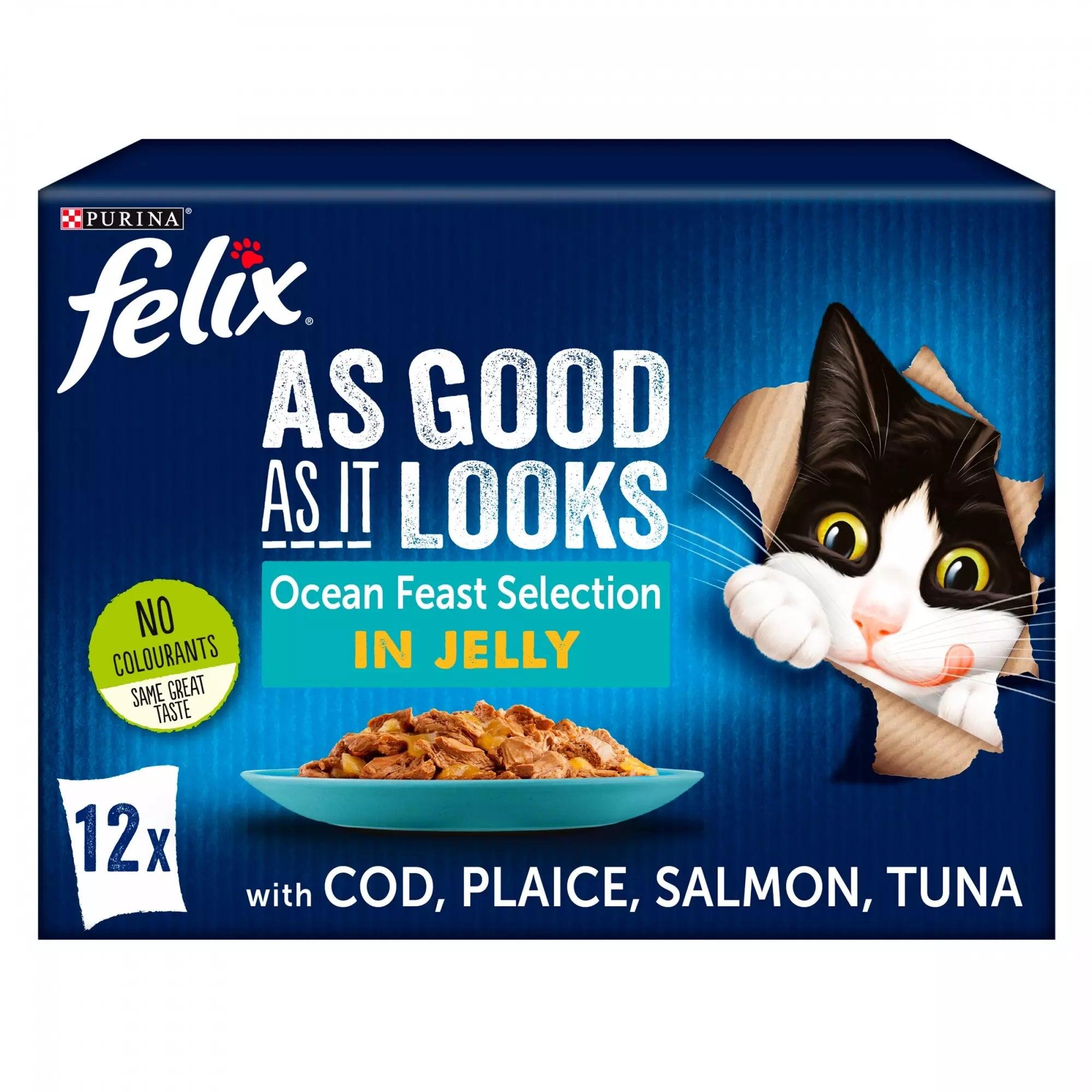 Felix Adult As Good As it Looks Ocean Feasts in Jelly Wet Cat Food 12 x 100g