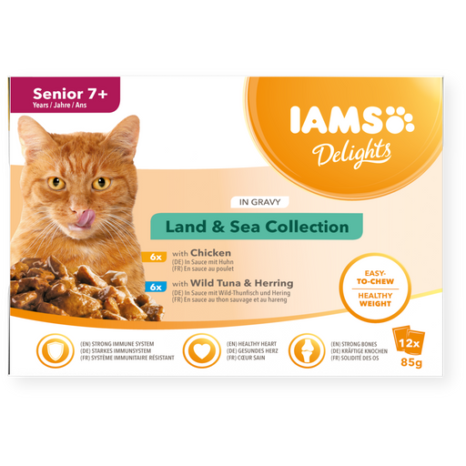 Iams Delights Senior Land & Sea Collection in Gravy Wet Dog Food 12 x 85g