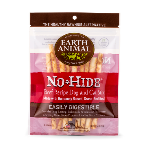 Earth Animal Beef No Hide Stix Dog Treats 10 pack 45g