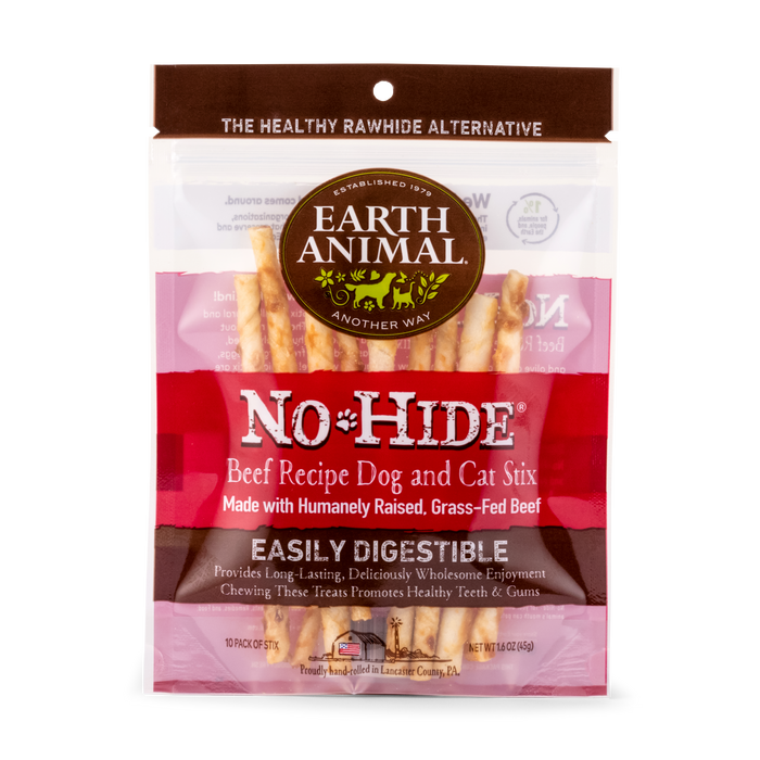Earth Animal Beef No Hide Stix Dog Treats 10 pack 45g