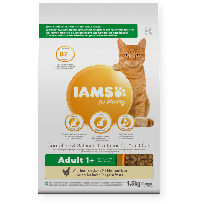 Iams Vitality Adult Fresh Chicken Dry Cat Food 1.5kg