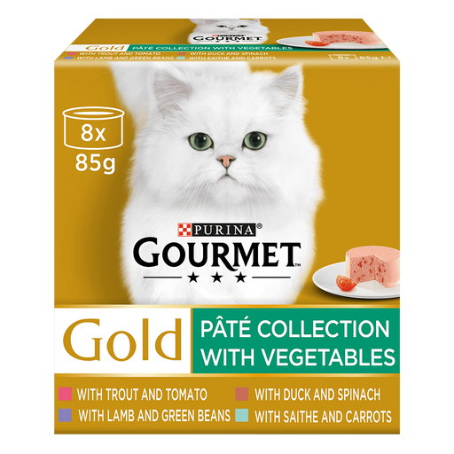 Gourmet Gold Adult Pate Collection with Vegetables Wet Cat Food 8 x 85g