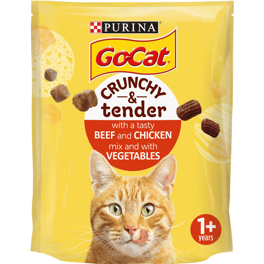 Go Cat Adult Crunchy and Tender Beef and Chicken Dry Cat Food 900g