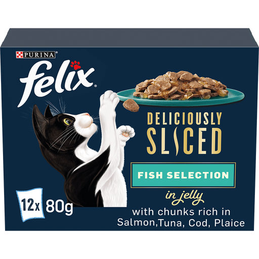 Felix Adult Deliciously Sliced Fish Selection in Jelly Wet Cat Food 12 x 80g