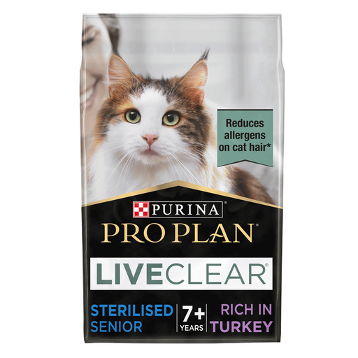 Pro Plan Adult 7+ Allergen Reducing Sterilised Liveclear Turkey Dry Cat Food 2.8kg