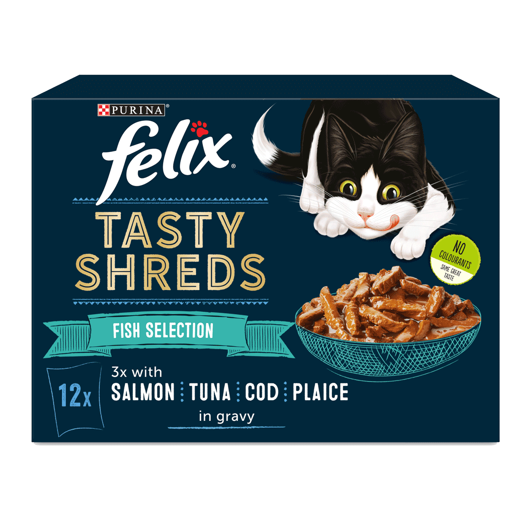 Felix Adult Tasty Shreds Fish Selection Wet Cat Food 12 x 80g
