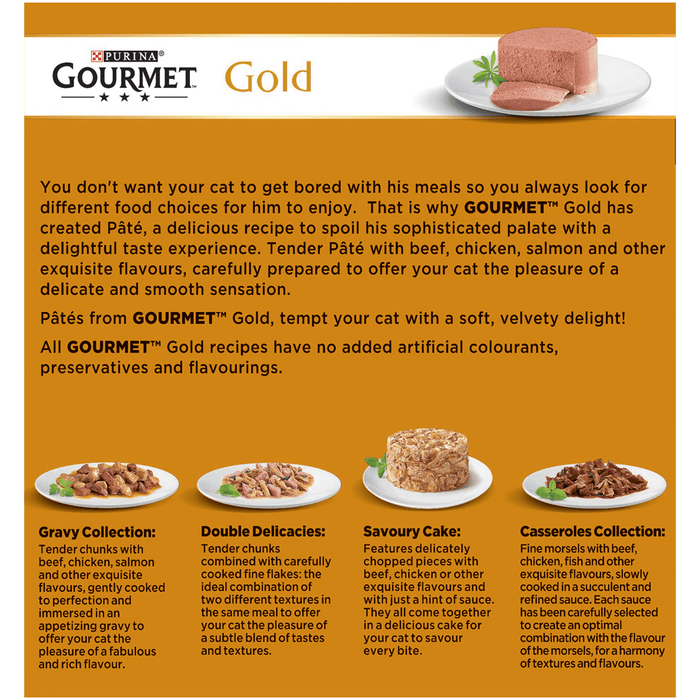 Gourmet Adult Gold Pate Recipes Wet Cat Food 8 x 85g