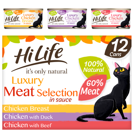 HiLife It's Only Natural Luxury Meat Selection Wet Cat Food 12 x 70g