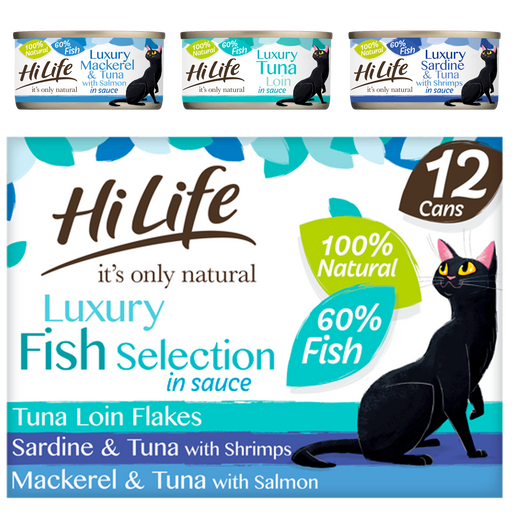 HiLife It's Only Natural Luxury Fish Selection Wet Cat Food 12 x 70g