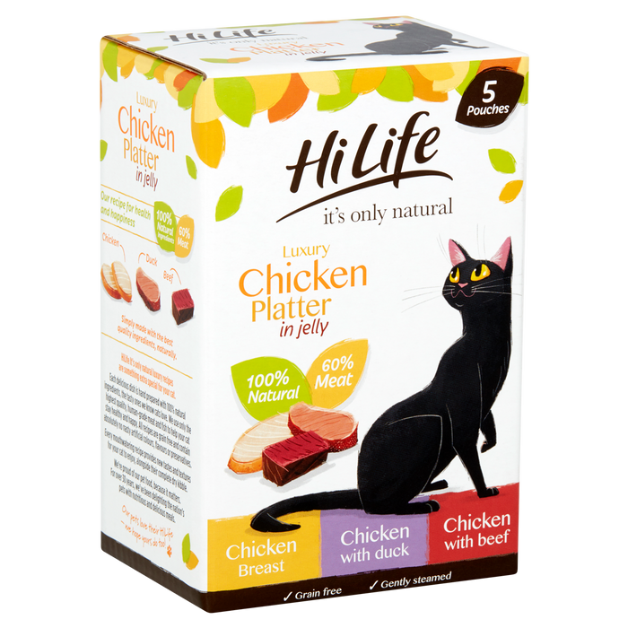 HiLife It's Only Natural Luxury Chicken Platter Wet Cat Food 5 x 50g
