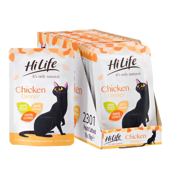 HiLife It's Only Natural Chicken Dinner Wet Cat Food 18 x 70g