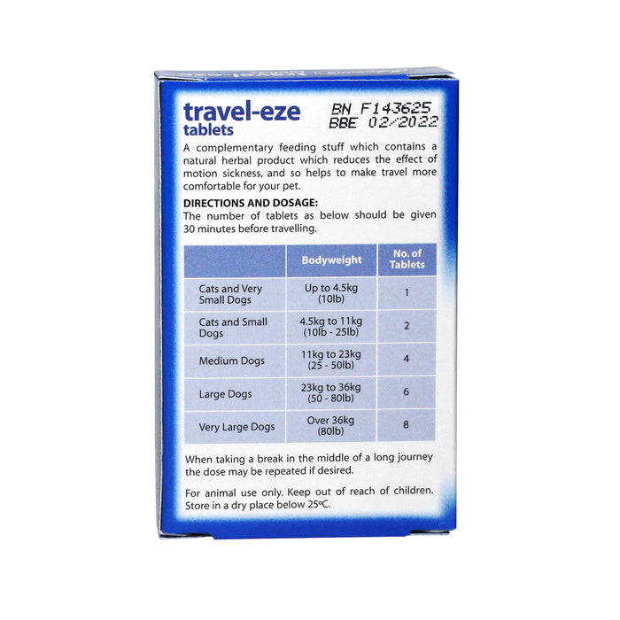 Johnsons Travel Eze Tablets for Dogs 24 tablets