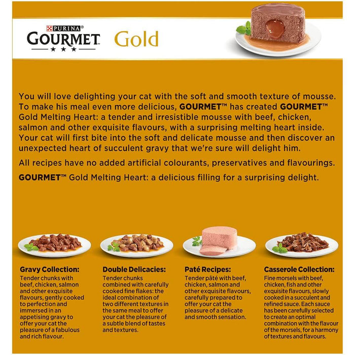 Gourmet Adult Gold Melting Heart Meat and Fish Wet Cat Food 8x 85g