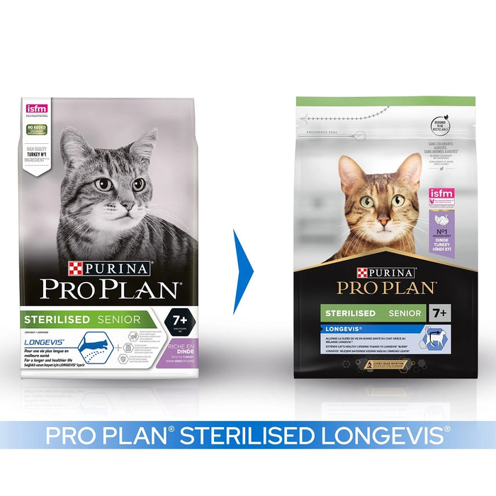 Pro Plan Adult 7+ Sterilised Longevis Turkey Dry Cat Food 3kg